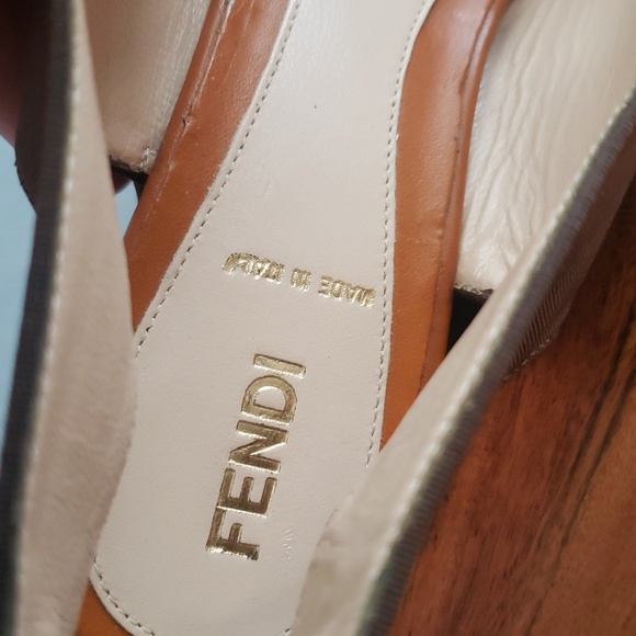 FENDI LEATHER, FABRIC CORK, PLATFORM SHOES US 8.5, 9 - Picture 10 of 16